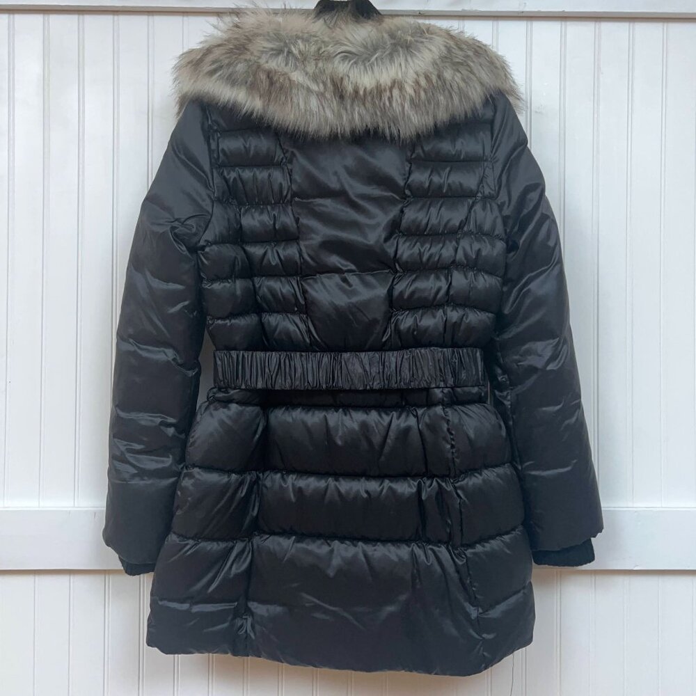 Betsey Johnson Women's M Black Puffer Coat Faux Fur Collar Warm Winter Jacket - Picture 3 of 12
